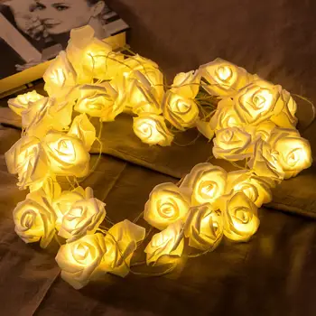 USB/بطارية تعمل 10/20/40 أدى زهرة روز سلسلة أضواء اصطناعية باقة من الزهور إكليل عيد الحب الزفاف الطرف