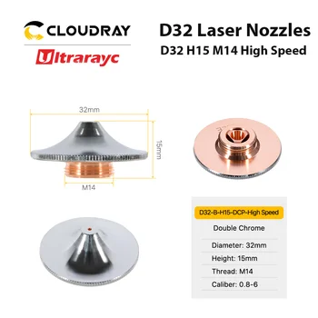 Ultrarayc الليزر فوهة عالية السرعة واحد مزدوج مطلي بالكروم D32 M14 العيار 0.8 mm-6.0 mm Raytools ألياف الليزر قطع الرأس