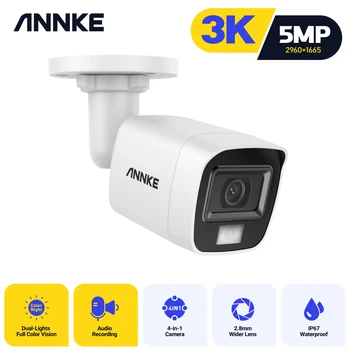 ANNKE 5MP ضوء الذكية كاميرات المراقبة بالفيديو 5MP كاميرات رصاصة تسجيل الصوت في الهواء الطلق كاميرات أمنية مانعة