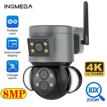 INQMEGA 8MP 4K 10X كاميرات المراقبة PTZ في الهواء الطلق حماية الأمن وكاميرا قبة الإنسان الكشف كام متوافق مع واي فاي و RJ45
