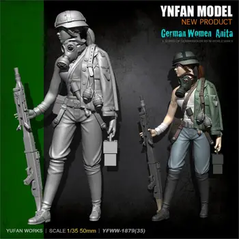 YuFan نموذج 1/35 الراتنج مجموعات الإناث آلة مدفعي الراتنج الجندي YFWW35-1879