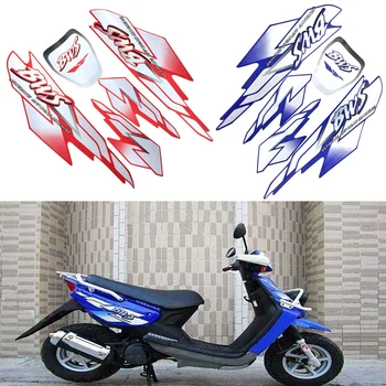1 مجموعة نارية الجسم كله هدية ملصقات الشارات الحمراء/الزرقاء سكوتر الزخرفية شعار شعار دراجة نارية شارة ل Yamaha BWS 100