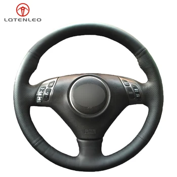 LQTENLEO أسود بو الجلود الاصطناعية مخيط اليد السيارة تغطية عجلة القيادة هوندا أكورد 7 2002-2007 أكورا TSX 2002-2007