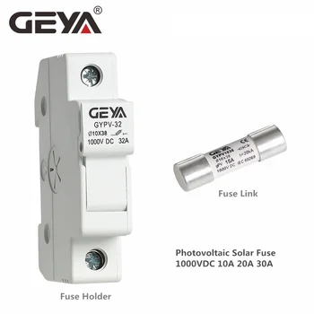 GEYA GYPV-32 1P الضوئية gPV حامل فتيل مع 10*38mm فتيل الرابط 1000VDC 2A 6A 10A 15A 20A 25A 30A الطاقة الشمسية نظام الحماية
