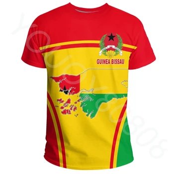 أفريقيا الرجال عارضة المتناثرة 3D المطبوعة الصيف قصيرة الأكمام ملابس - غينيا بيساو الحدث Logo T-Shirt