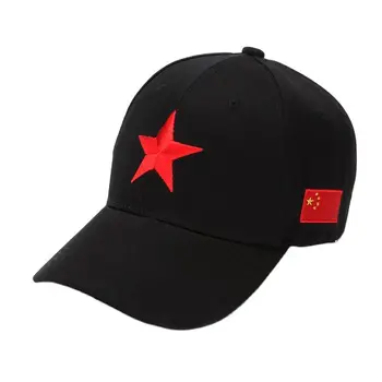 جديد خمس نجوم حمراء مطرزة الصين كاب البيسبول الرجال النساء العرقية الصينية الناس باتريوت الأسود قبعة بيضاء