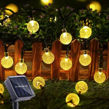 8 طرق الشمسية الخفيفة كريستال الكرة 5M/12M/22M/ أضواء LED سلسلة أضواء خرافية أكاليل ل حفلة عيد الميلاد الديكور في الهواء الطلق