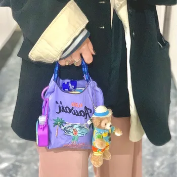 المرأة الكرتون لطيف حقيبة يد صغيرة مطرزة من قماش حقيبة الكتف تنوعا النايلون أكياس قماش تلميذة عارضة أزياء حمل