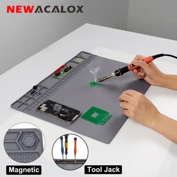 NEWACALOX سيليكون إصلاح حصيرة المغناطيسي لحام حصيرة الحرارة العزل إصلاح الإلكترونيات عن هاتف محمول لوحة مقاومة للحرارة