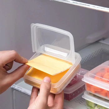 1PCS الزبدة والجبن مربع التخزين المحمولة ثلاجة الفاكهة والخضروات الطازجة حفظ منظم مربع شفاف الجبن الحاويات