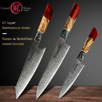 Grandsharp سكين الشيف 67 طبقات vg10 اليابانية سكين مطبخ دمشق المطبخ الفولاذ المقاوم للصدأ أدوات أعتقد اننا نعتقد أنه أداة Kiritsuke