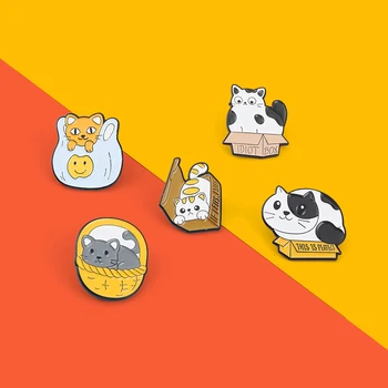 القط الدهون مربع سلة المينا دبابيس هذا هو حقيبة مثالية بروش شارة الحيوانات مضحك اقتباس المجوهرات هدية للأطفال الأصدقاء الجملة