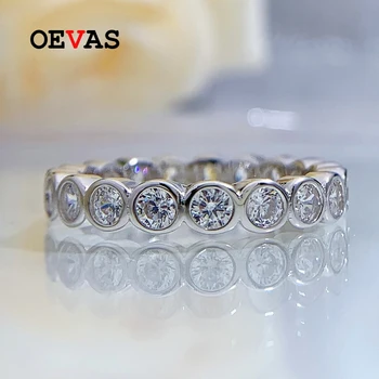 OEVAS 100% 925 فضة جولة كاملة عالية الكربون في الماس خواتم الزفاف تألق الطرف المجوهرات بالجملة