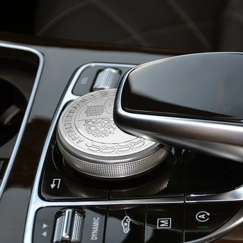 الفضة الوسائط المتعددة في السيارة ملصقا 47mm سيارة الكونسول الوسطي ملصقا مرسيدس بنز أفالترباخ AMG W213 W212 W205 GLC AMG ملصقا