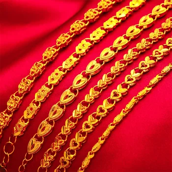 طويلة الأمد اللون سميكة مطلية بالذهب الخوخ قلوب سوار المرأة سلسلة اليد الرابط الأصلي الأزياء والمجوهرات