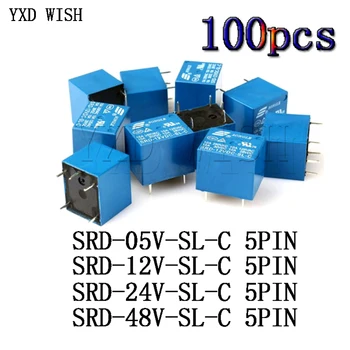100pcs/lot SRD-05VDC-SL-ج SRD-12VDC-SL-ج SRD-24VDC-SL-ج SRD-48VDC-SL-ج تتابع 5Pin SRD 05V 12V 24V 48V DC قوة مرحل