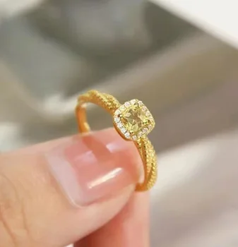 18k خاتم الذهب للنساء au750 المجوهرات غرامة الذهب خواتم إصبع خاتم من الزركون مربع حلقات