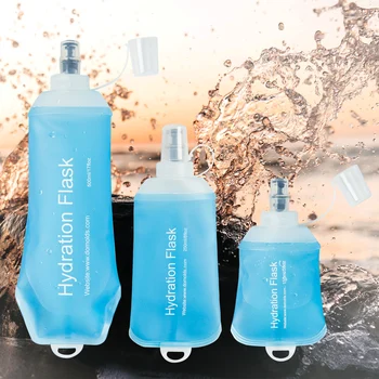 AXEN TPU لينة قابلة للطي قارورة الرياضة زجاجة المياه المياه حقيبة قابلة للطي 150 مل 250 مل 500 مل ماء حقيبة تشغيل التخييم المشي لمسافات طويلة