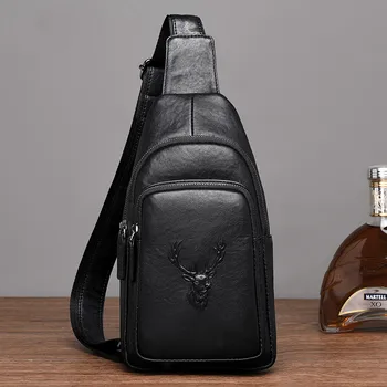 الأعمال جلد الصدر للرجال الأزياء حقيبة رجل أسود حبال حقيبة ستايجلايت جودة عالية الذكور الكتف رسول حقيبة