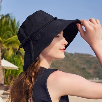جديد الشاطئ القطن القوس القبعات قبعة المرأة أنثى سيدة قبعة دلو قبعة الصيف امرأة مكافحة -- الأشعة فوق البنفسجية بنما شمس الصيف كاب Viseira