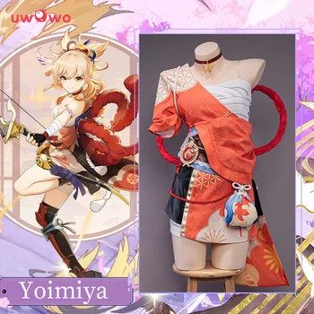 في الأوراق المالية UWOWO Yoimiya تأثيري مع القوس لعبة Genshin تأثير تأثيري أنثى الموضة معركة اللباس هالوين أزياء النساء ملابس