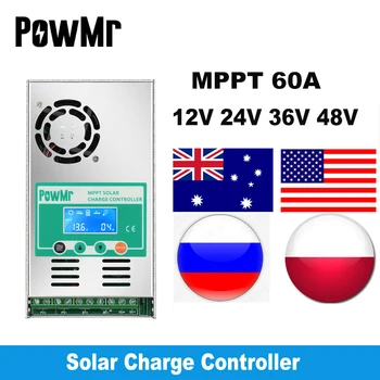 60A بروتابلي MPPT تحكم المسؤول الشمسية 12V 24V 36V 48V السيارات الإضاءة الخلفية LCD المسؤول الشمسية منظم 60A ماكس 160V العاصمة المدخلات