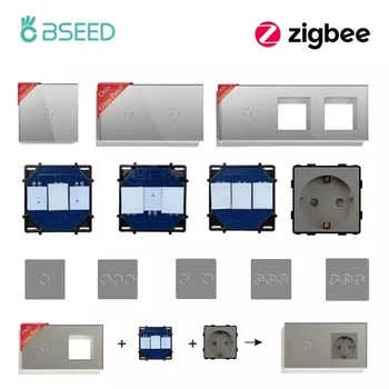 BSEED تويا زيجبي ضوء الذكية مفاتيح تعمل باللمس لوحة زجاج إطارات الجدار Sockt سد منافذ الطاقة جوجل اليكسا التحكم DIY