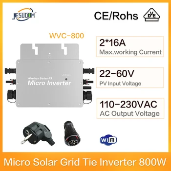 600W700W800W مع واي فاي مراقبة الاتحاد الأوروبي التوصيل Micro الشمسية شبكة التعادل العاكس 22-60VDC إلى 110/230VAC السيارات.ماكس. العمل الحالي 2*16A