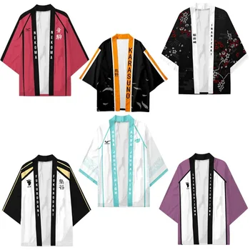 انمي Haikyuu الكيمونو الياباني Haori يوكاتا تأثيري النساء/الرجال أزياء الصيف قصيرة الأكمام كيمونو قمصان الشهير قمم عباءة