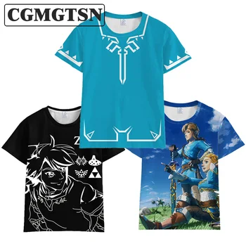 CGMGTSN لعبة أسطورة Zeldaing التنفس البرية الرابط تأثيري Blue T-shirt ازياء الاميرة رجل بالغ قمم الصيف