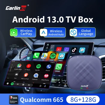 CarlinKit الروبوت 13 مربع التلفزيون الروبوت السيارات اللاسلكية CarPlay السيارة نظام ذكي منظمة العفو الدولية مربع GPS WIFI4GLTE يوتيوب IPTV 64G 128G