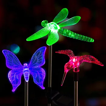 الصمام المصابيح الشمسية في الهواء الطلق الطيور فراشة اليعسوب أضواء حصة أضواء أضواء تغيير لون للماء في الهواء الطلق حديقة الديكور