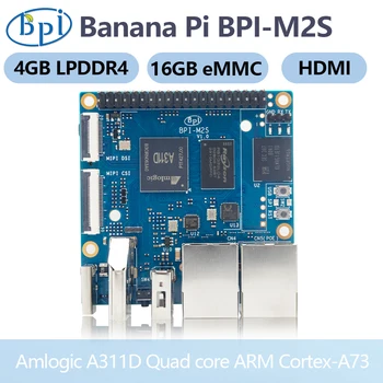 بي الموز BPI-M2S شركة نفط الجنوب وamlogic A311D و S922X سداسي النواة 4 جيجابايت LPDDR4 RAM 16GB eMMC الفيديو HDMI 2.1 4Kp60 نظام التشغيل أوبونتو دبيان الروبوت