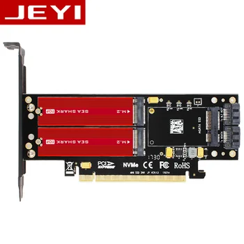 JEYI SK16-PRO NVME NGFF محول x16 PCI-E3 بأقصى سرعة M. 2 2280 ورقة الألومنيوم الحرارية الموصلية رقاقة السيليكون مروحة التبريد SSD