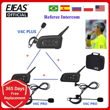 EJEAS كرة القدم 3 الحكم الداخلي سماعة 1200M كرة القدم الازدواج الكامل بلوتوث المؤتمر بيني V4C بلس +V6C PROx2+ حقيبة