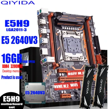 QIYIDA X99 اللوحة الأم تعيين عدة مع E5H9 LGA2011-3 إنتل زيون E5 2640 V3 وحدة المعالجة المركزية 16G=2*8G DDR4 RAM 3200Mhz M-ATX NVME M. 2