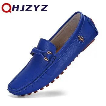 الأزرق أحذية الرجال الأحذية الجلدية المصنوعة يدويا عارضة القيادة أبي الشقق الانزلاق على أحذية الرجال أحذية زائد حجم 46 47 48 Chaussure أوم