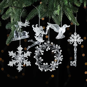 جديد أزياء عيد الميلاد شنقا قلادة حلية شفافة ندفة الثلج إلك الملاك ثلج الطيور الزفاف عيد ميلاد ديكور حفلات