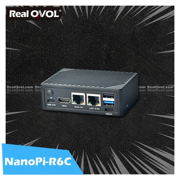 RealQvol NanoPi R6C 1GB/8GB RAM 32GB eMMC Rockchip RK3588S A76 A55 ماسورة 2.5 G إيثرنت دعم HDMI2 لينكس/Openwrt/Debian/Ubuntu