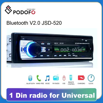 Podofo واحدة الدين سيارة راديو ستيريو FM مدخل Aux استقبال USB SD JSD-520 12V في اندفاعة 1 din Car MP3 USB الوسائط المتعددة Autoradio لاعب