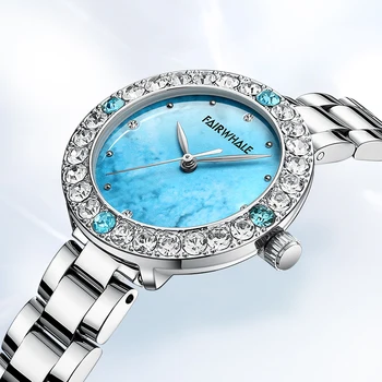 مارك Fairwhale أعلى-جودة عالية-نهاية الماس ووتش للمرأة العلامة التجارية الفاخرة المرأة أزياء الكوارتز ساعات المعصم هدية الساعات النسائية