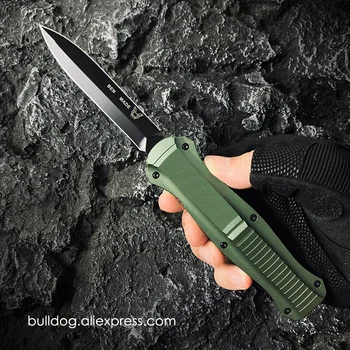 BM سكين الكافر 3300BK 3300 مقعد OTF التكتيكية التكنولوجيا سكين مصنوعة D2 أسود المغلفة شفرة الألومنيوم مقبض Pocketknives الأخضر أعلى الاصدار