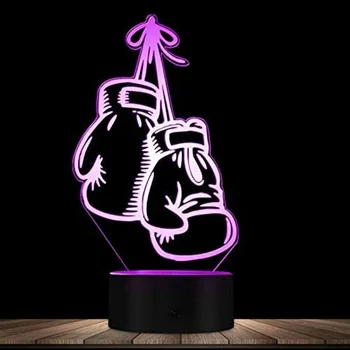 3D قفاز الملاكمة الصمام ضوء الليل الوهم البصري مصباح USB كابل 7 ألوان ديكور غرفة نوم طاولة السرير هدية عيد ميلاد
