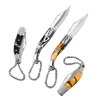 ميني جيب سكين الفولاذ المقاوم للصدأ المحمولة قابلة للطي سكين المفاتيح مربع القاطع لبقاء Multitool التخييم الطوارئ EDC الأدوات