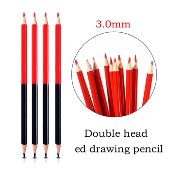 4pcs الأزرق الأحمر انتهت مزدوجة خشبية قلم رصاص 3.0 ملم الرصاص لينة عامل بناء علامة القلم لون اللوحة مكتب القرطاسية