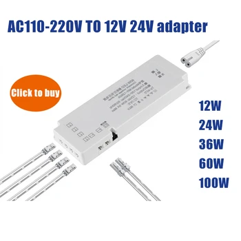AC110V 220 فولت DC 12V 24V محول الإضاءة LED خزانة ضوء ضوء الشريط إمدادات الطاقة دوبونت ميناء Driver18W 24W 36W 60W 100W