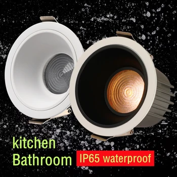 IP65 للماء النازل 110V-220V Anti-Glare النحل الصافي مطبخ حمام مرحاض الطنف أسود أبيض LED سقف مصباح بقعة ضوء