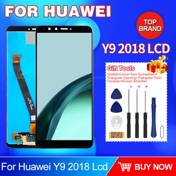 حار بيع 5.93 بوصة تتمتع 8 بالإضافة إلى شاشة lcd Huawei Y9 2018 عرض مع لوحة لمس شاشة جهاز الالتقاط الرقمي الجمعية الشحن مجانا