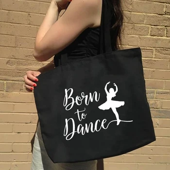 أزياء ولدت الرقص طباعة رسائل النساء قماش حمل حقيبة الرقص الباليه طباعة الإناث للتسوق حقيبة سيدة المتسوق حقيبة هدية