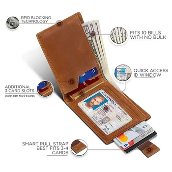 الجديد RFID مصغرة المحفظة الرجال خمر الجلود المحفظة للرجال حامل بطاقة الائتمان محفظة صغيرة رجل المال كليب